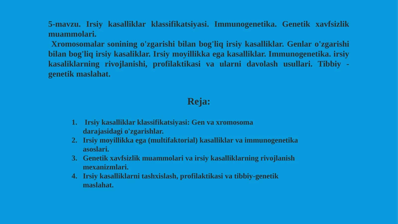 Irsiy kasalliklar klassifikatsiyasi