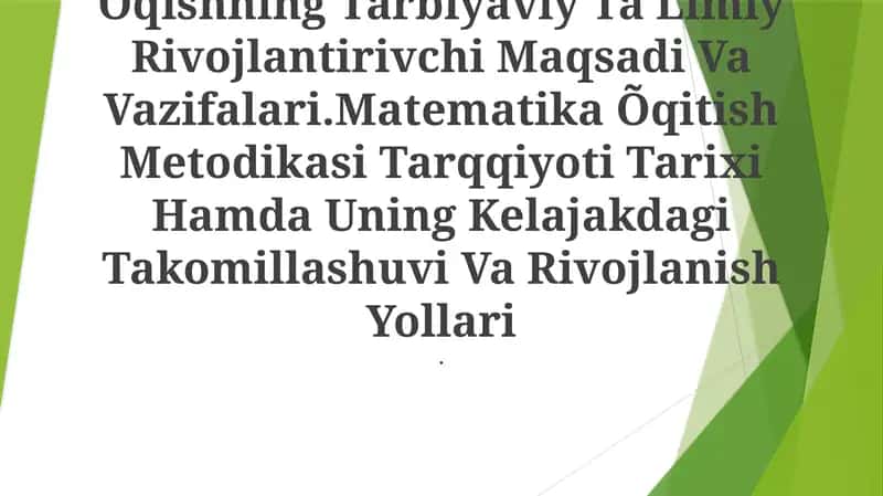 Matematika Õqitish Metodikasi