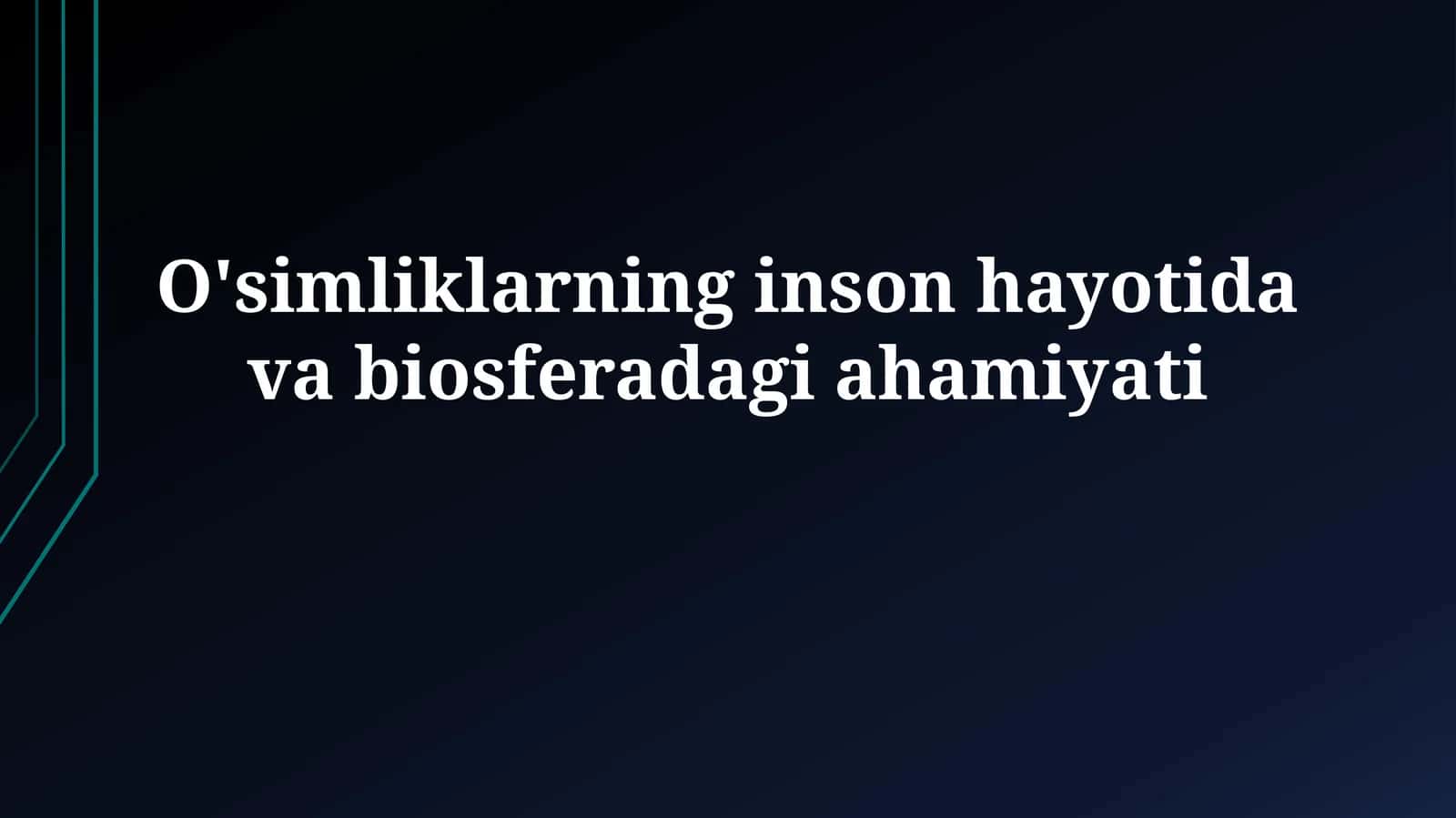 Fotosintez va kislorod ishlab chiqarish