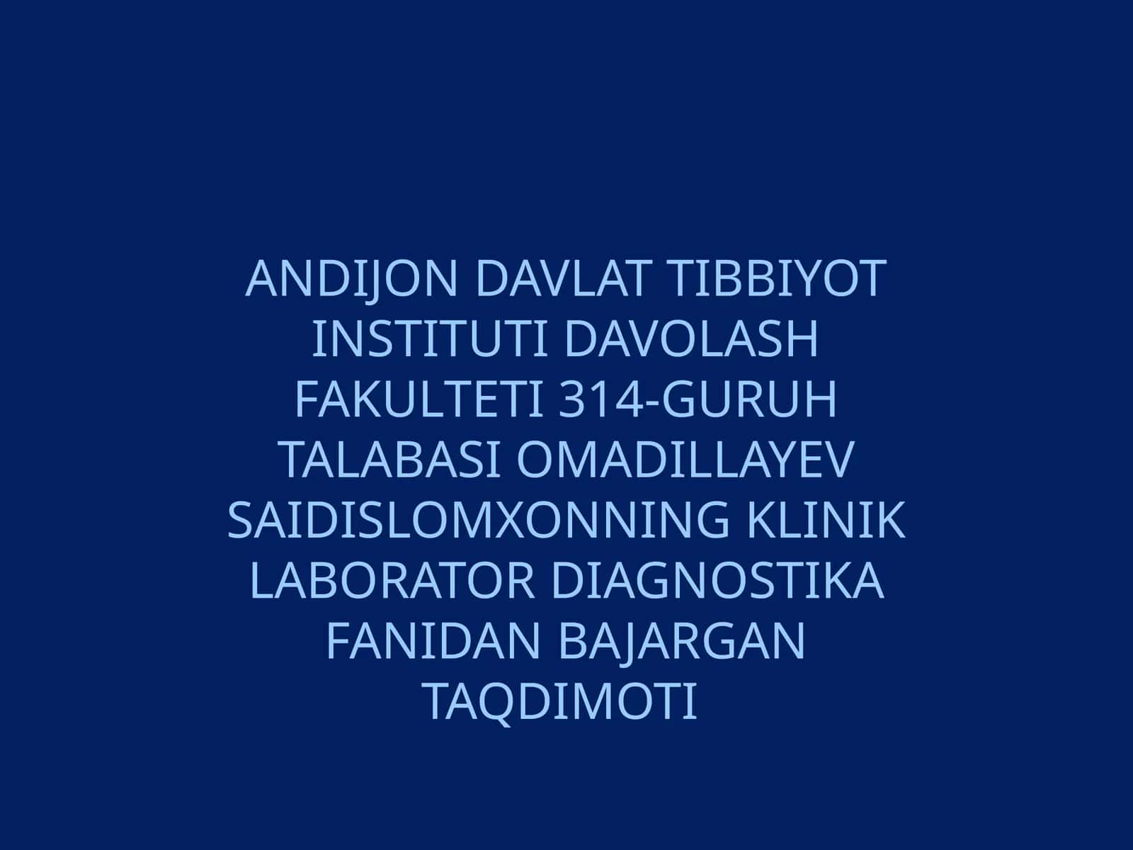 Gan tahlili qonning bioximik tarkibi