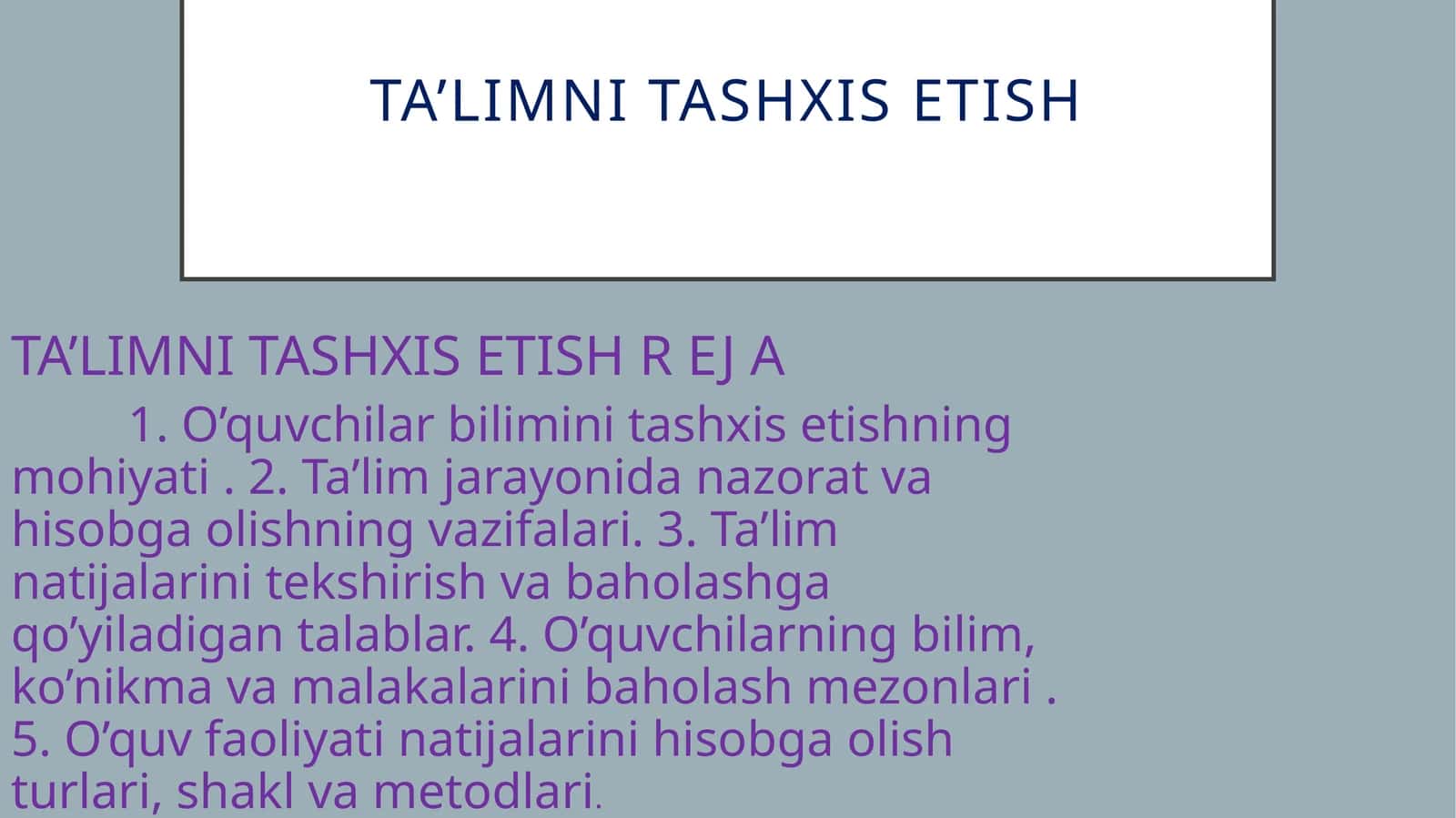 Ta’limni Tashxis Etish