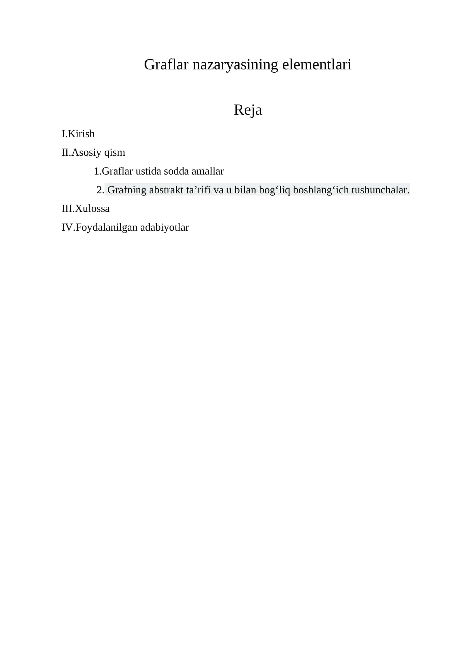 Graflar nazaryasining elementlari