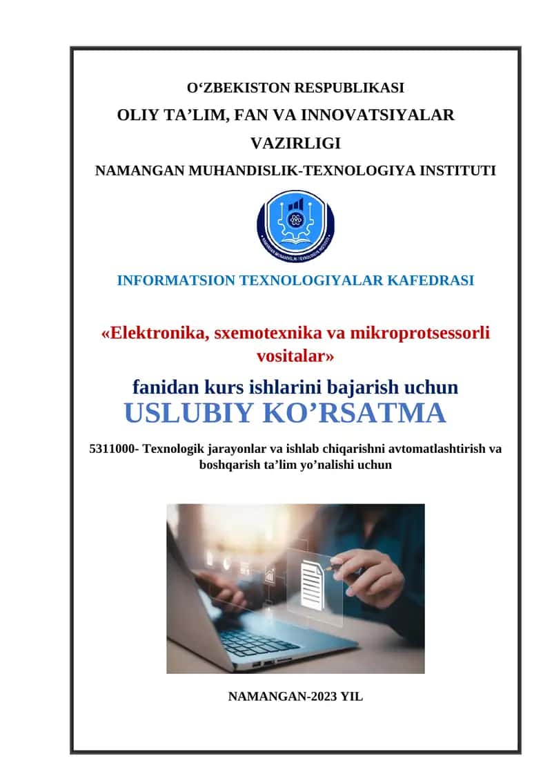 Elektronika, sxemotexnika va mikroprotsessorli vositalar