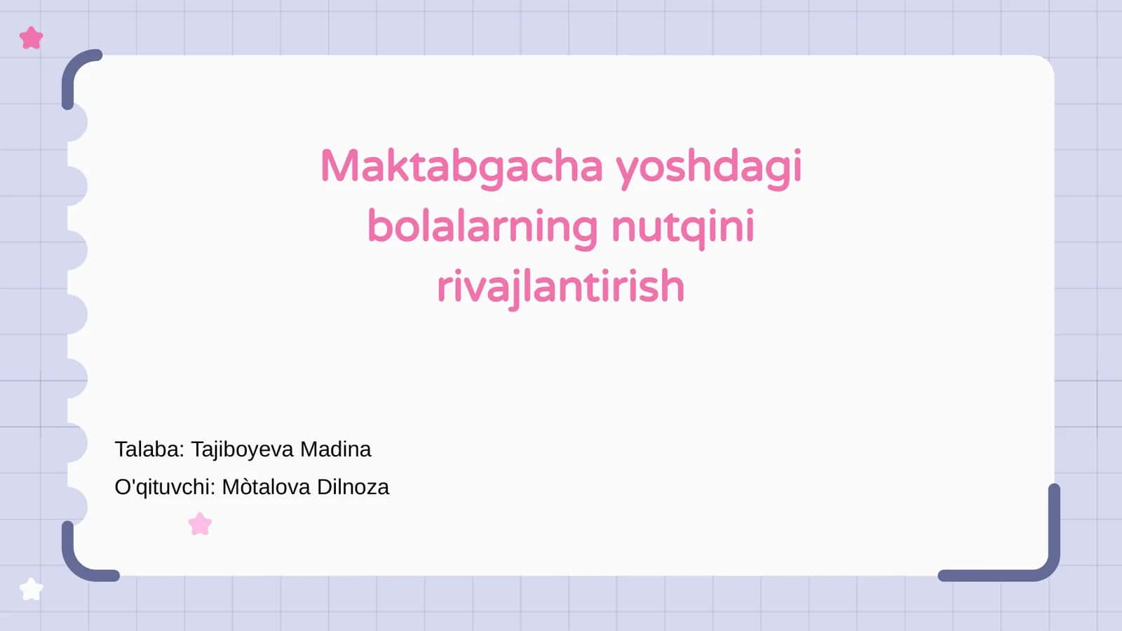Maktabgacha yoshdagi bolalarning nutqini rivajlantirish