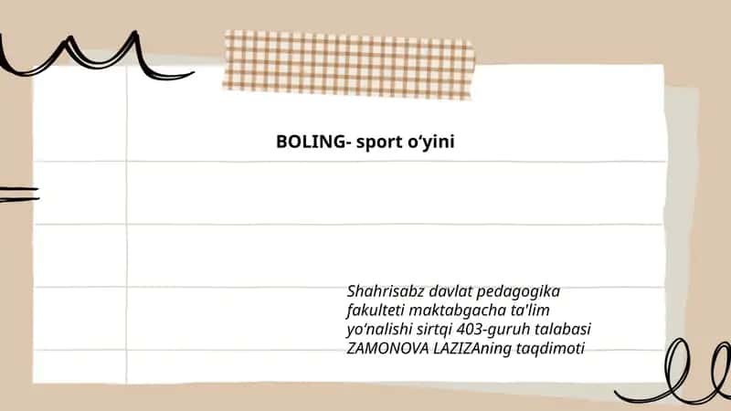 BOLING- sport oʻyini