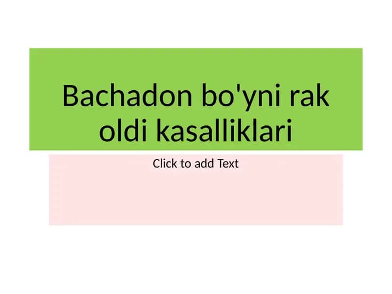 Bachadon bo'yni rakoldikasalliklari