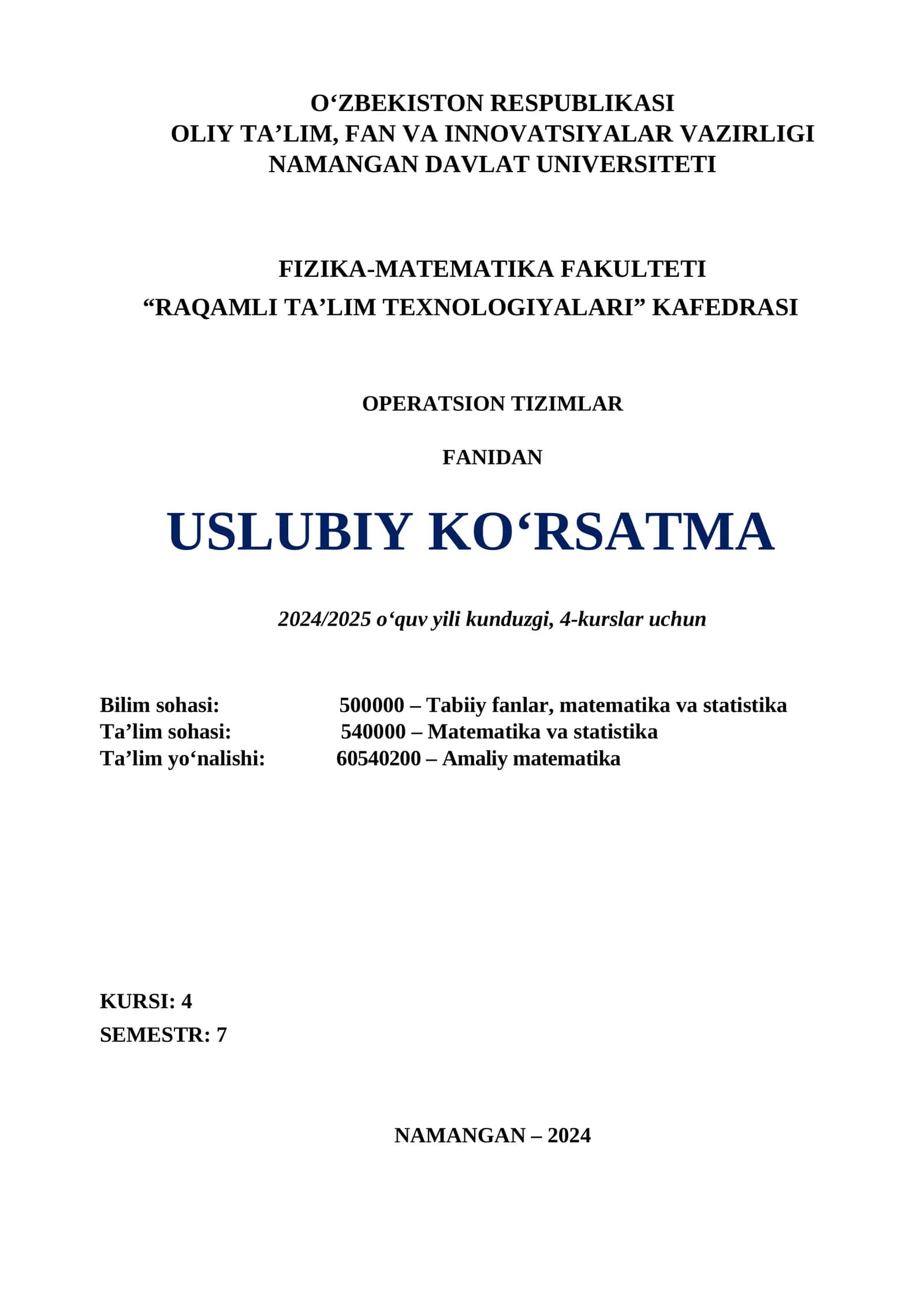 Uslubiy ko‘rsatma