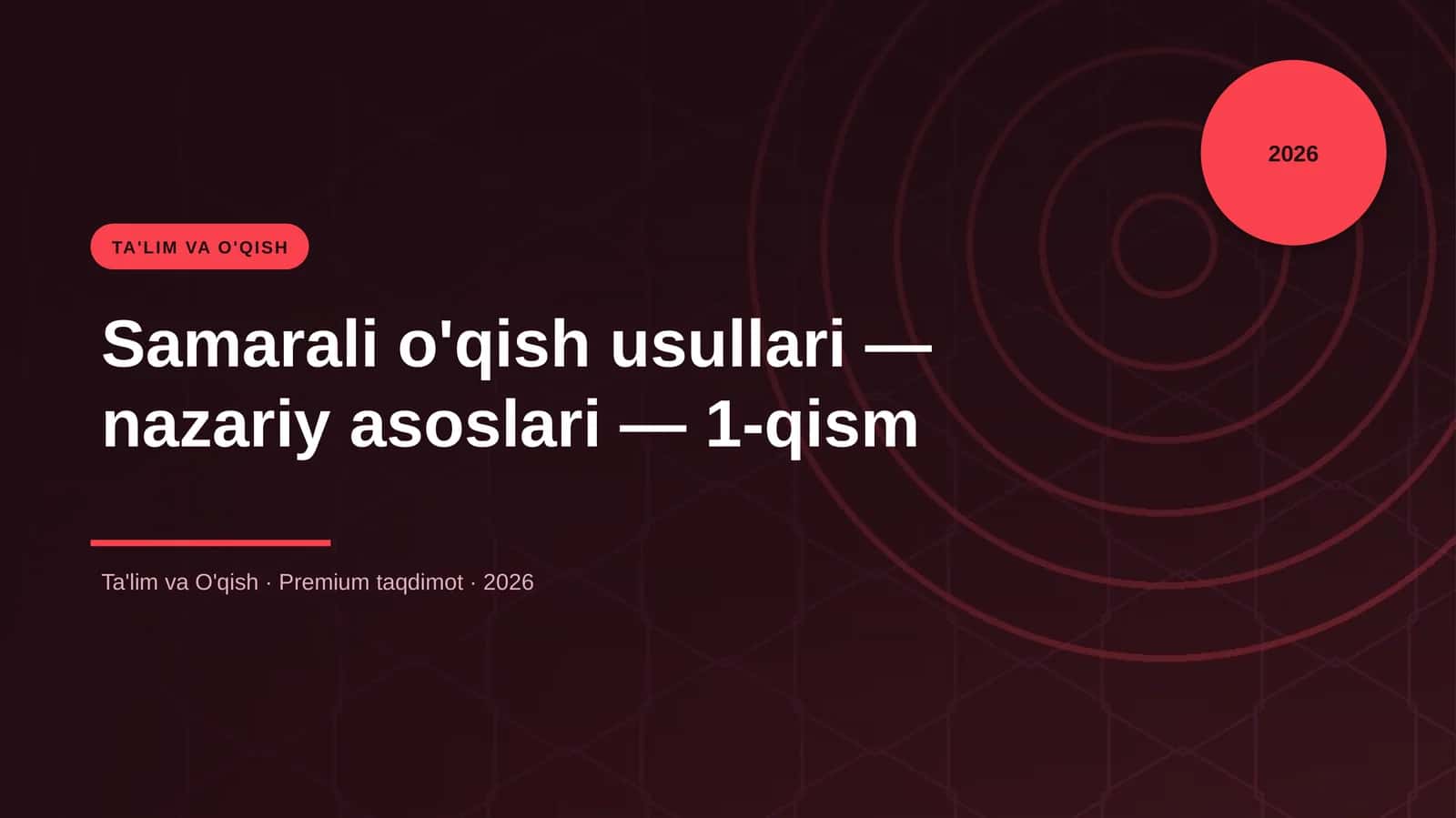 Samarali o'qish usullari—nazariy asoslari—1-qism