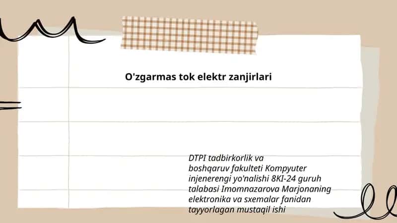 O'zgarmas tok elektr zanjirlari