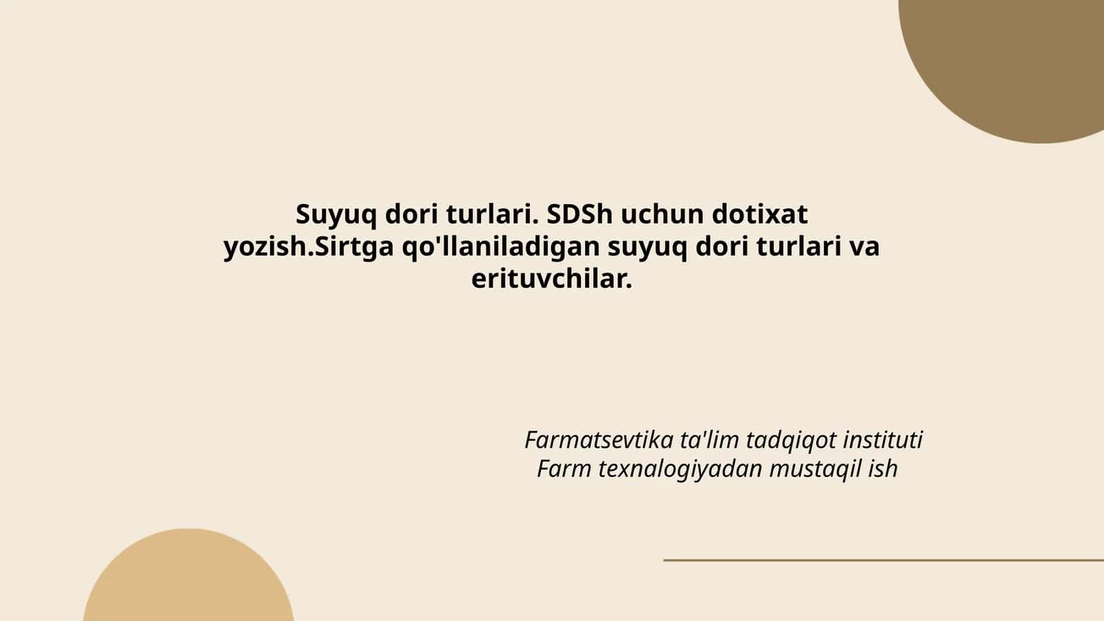 Suyuq dori turlari va erituvchilar