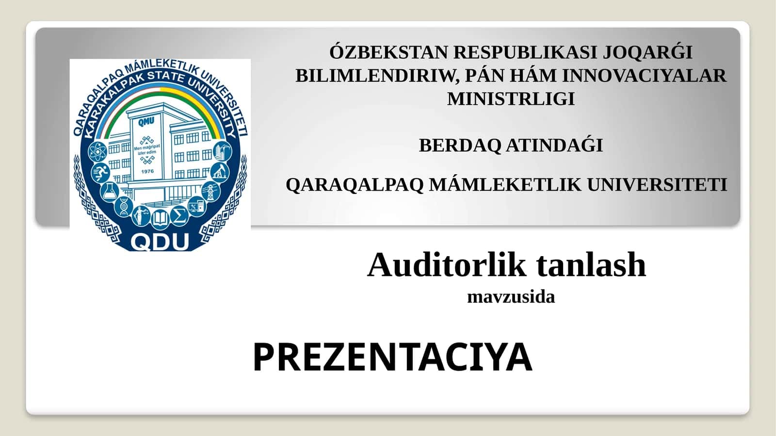 Auditorlik tanlash mavzusi