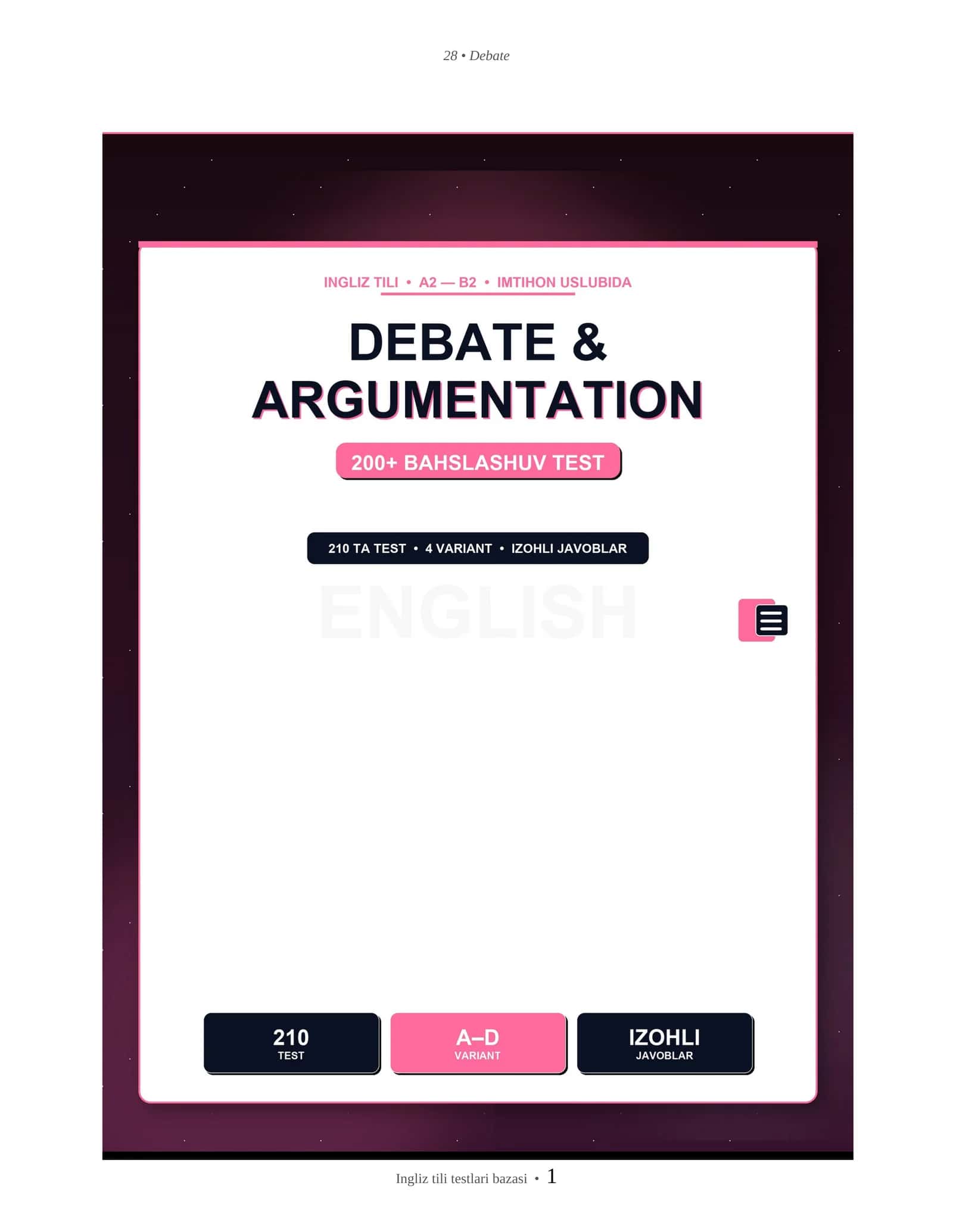 INGLIZ TILI DEBATE & ARGUMENTATION