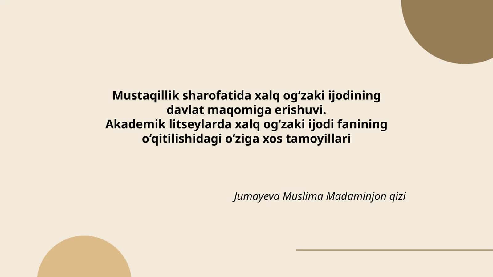 Akademik Litseylarda Xalq Og‘zaki Ijodi Fanining O‘qitilishidagi O‘ziga Hos Tamoyillari