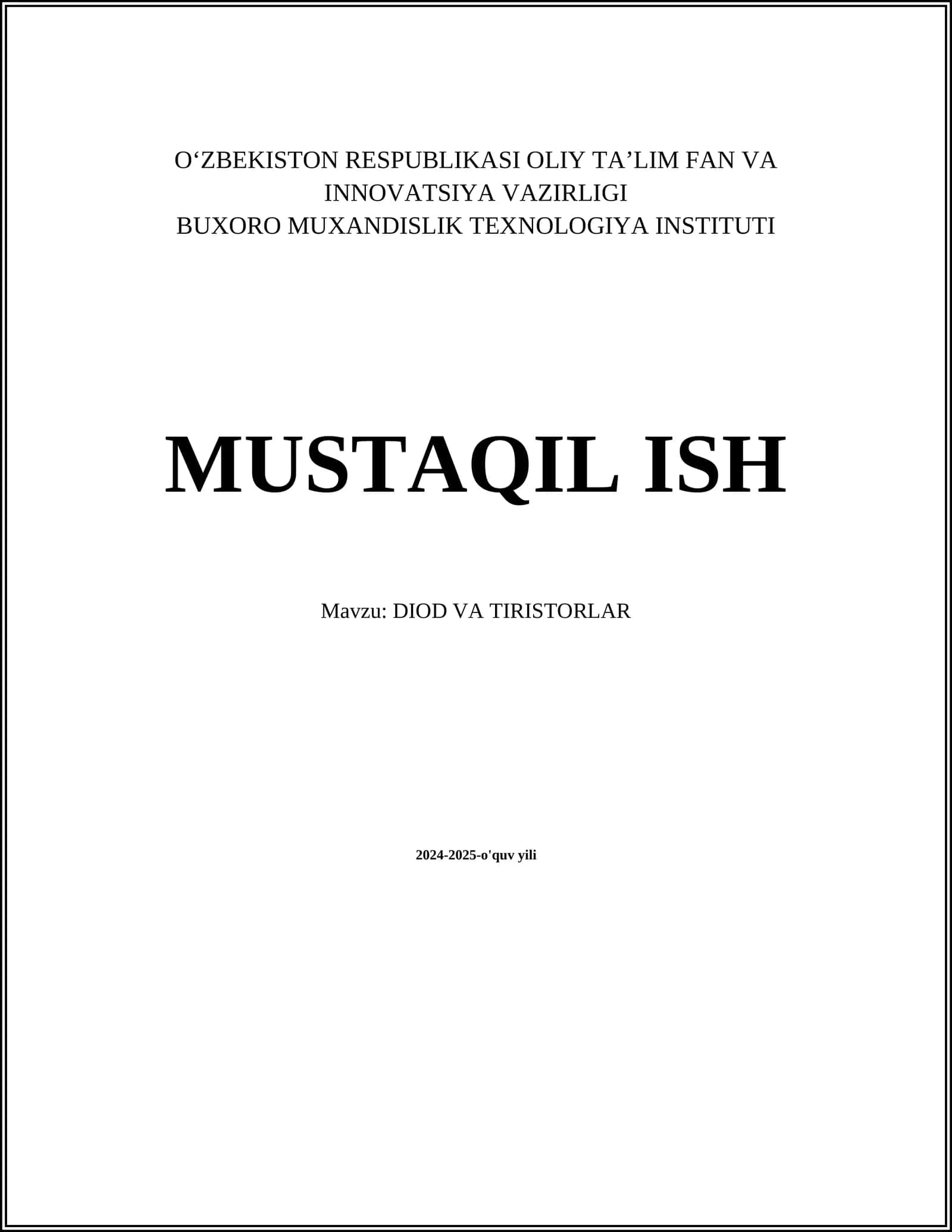 DIOD VA TIRISTORLAR