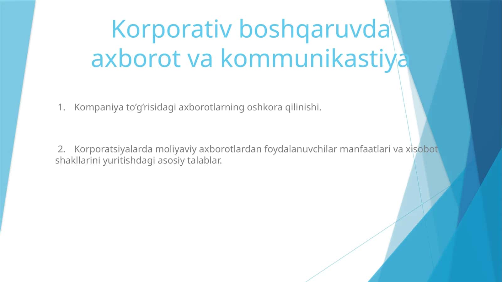 Korporativ boshqaruvda axborot va kommunikastiya