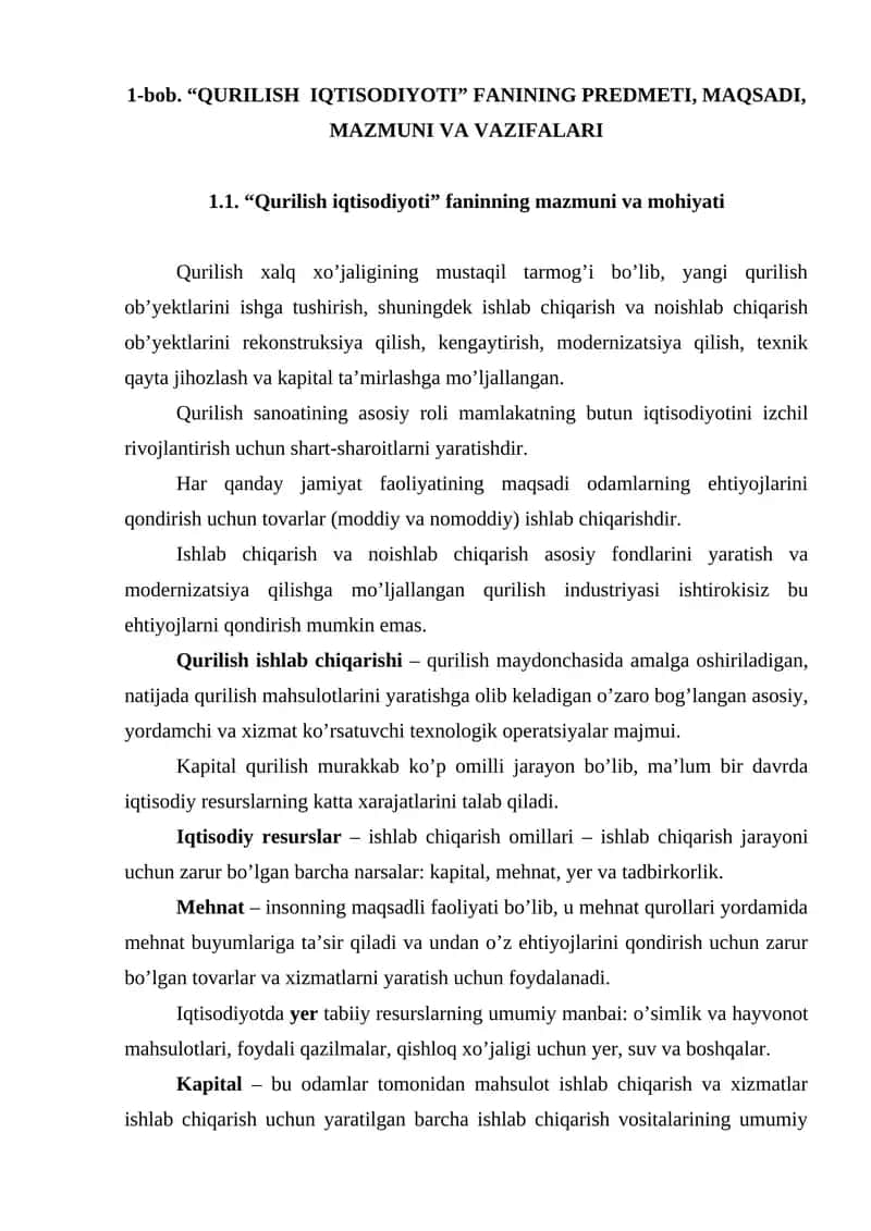 Qurilish iqtisodiyoti