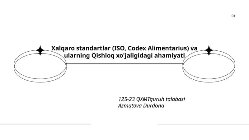 Xalqaro standartlar (ISO, Codex Alimentarius) va ularning Qishloq xo'jaligidagi ahamiyati
