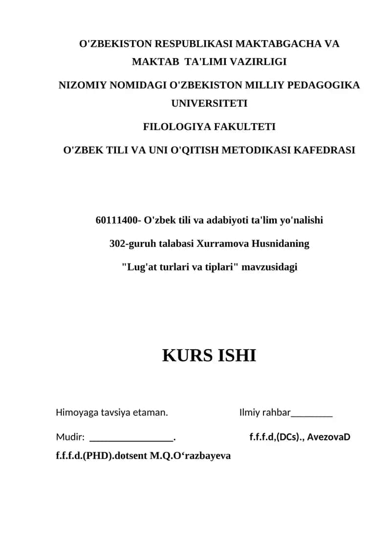 Lug'at turlari va tiplari