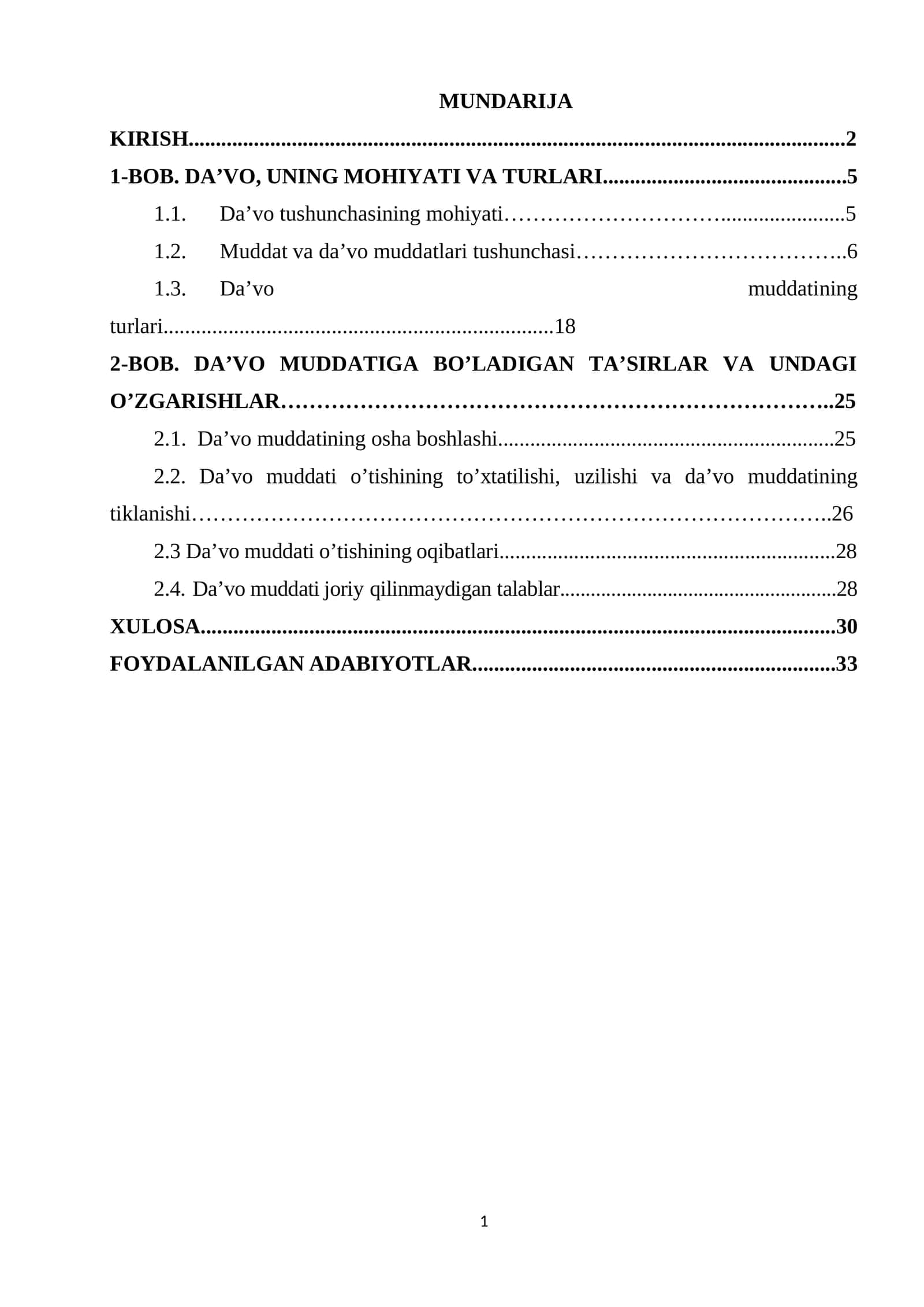 DA’VO, UNING MOHIYATI VA TURLARI