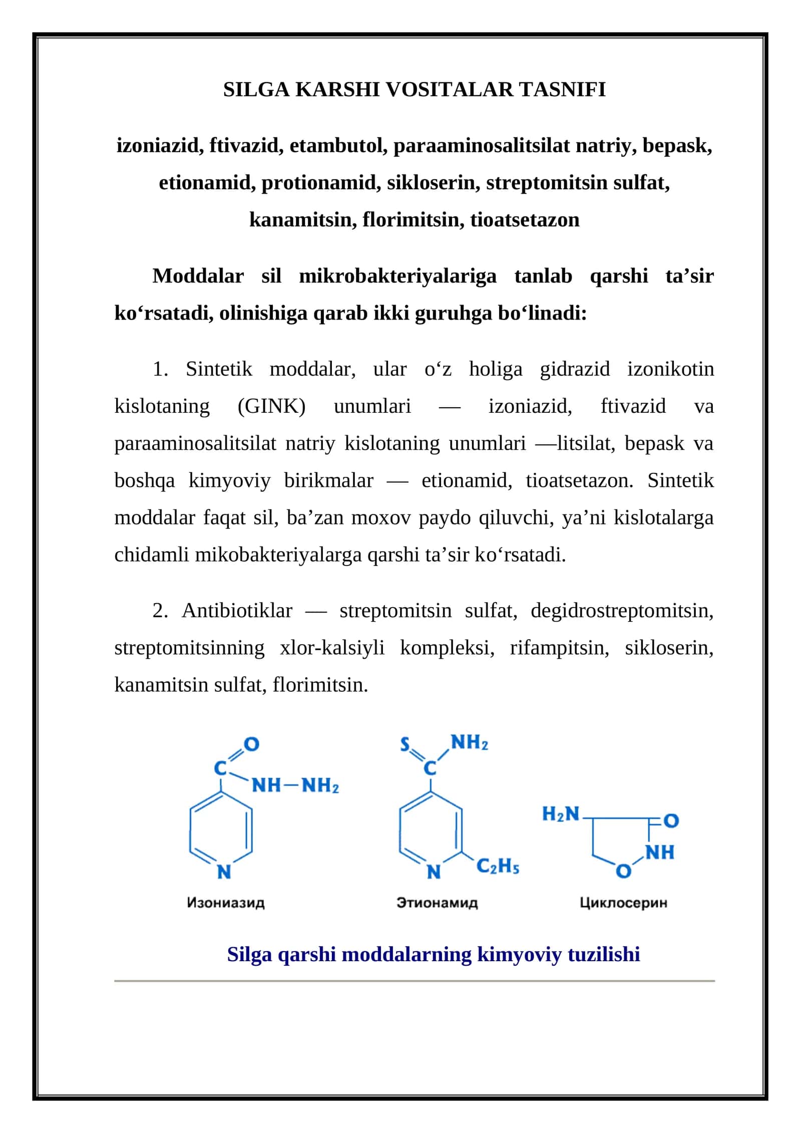 SILGA KARSHI VOSITALAR TASNIFI