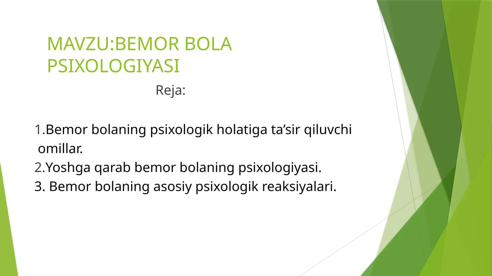 BEMOR BOLA PSIXOLOGIYASI