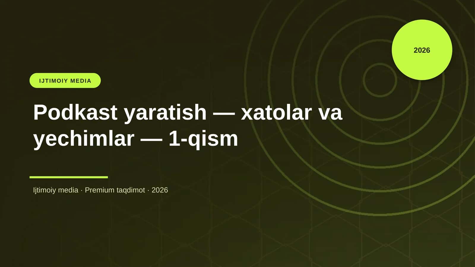 Podkast yaratish — xatolar va yechimlar — 1-qism