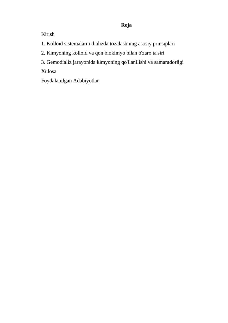 Kolloid sistemalar va dializ
