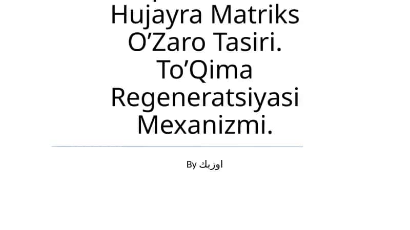 Hujayralardan Tashqari Matriks Va Hujayra Matriks O’Zaro Tasiri