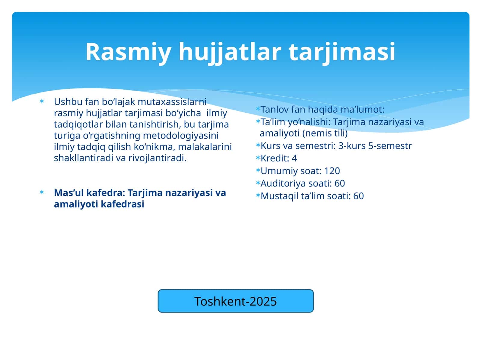 Rasmiy hujjatlar tarjimasi (1-variant)