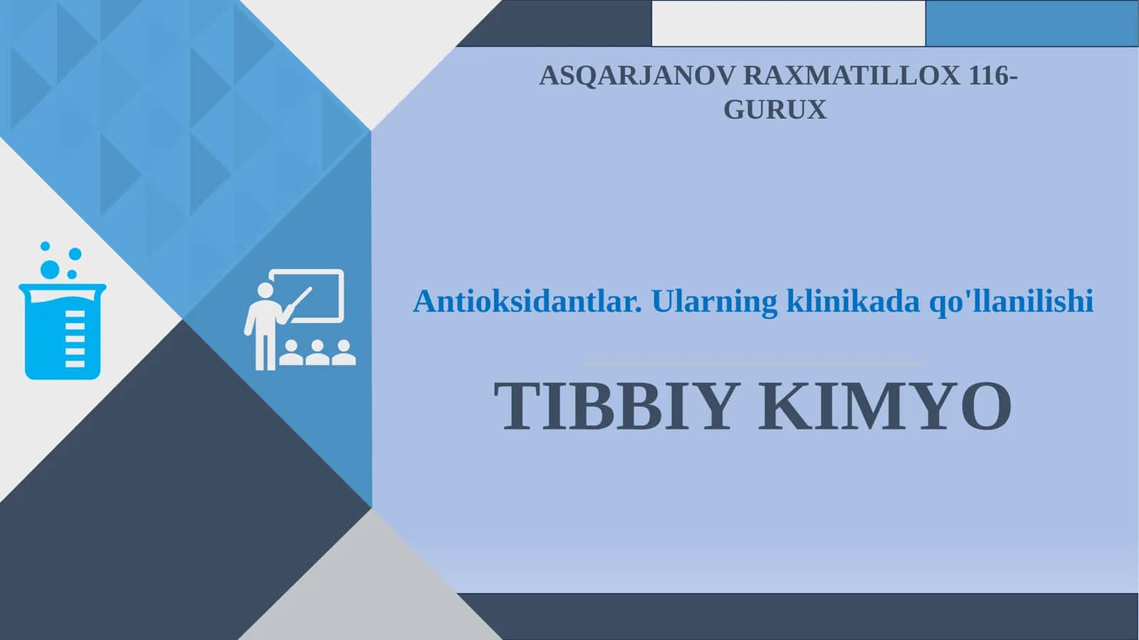 Antioksidantlar. Ularning klinikada qo'llanilishi