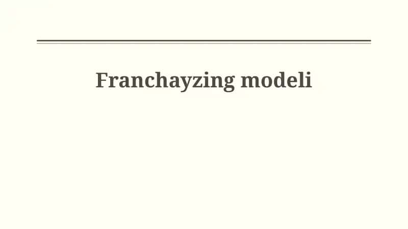 Franchayzing modeli