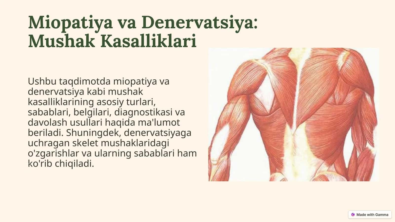 Miopatiya va Denervatsiya: Mushak Kasalliklari