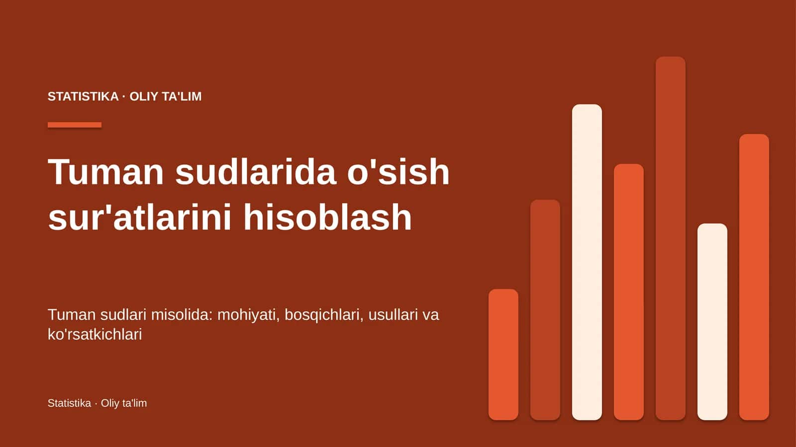 Tuman sudlarida o'sish sur'atlarini hisoblash