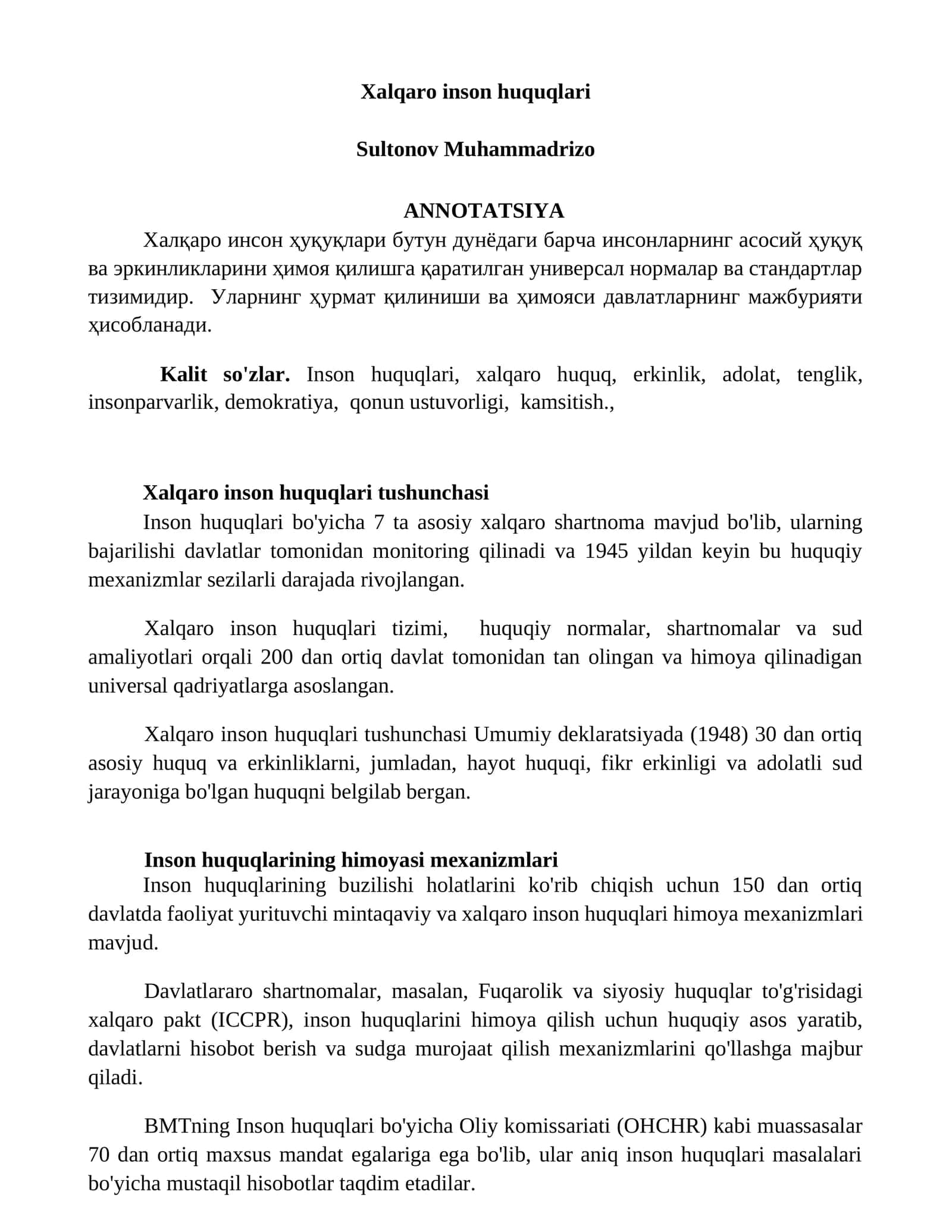 Xalqaro inson huquqlari