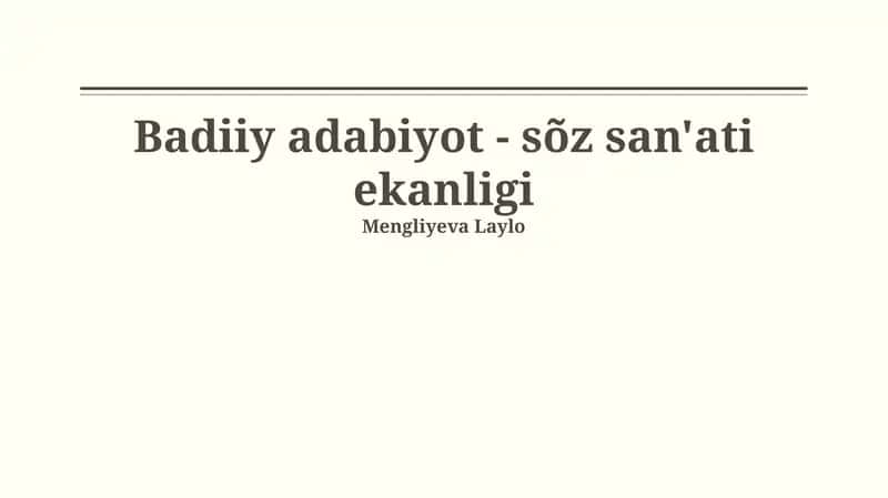 Badiiy Adabiyotning Taʼsiri va Ahamiyati