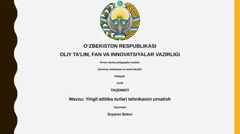Yingil atletika turlari tehnikasini urnatish