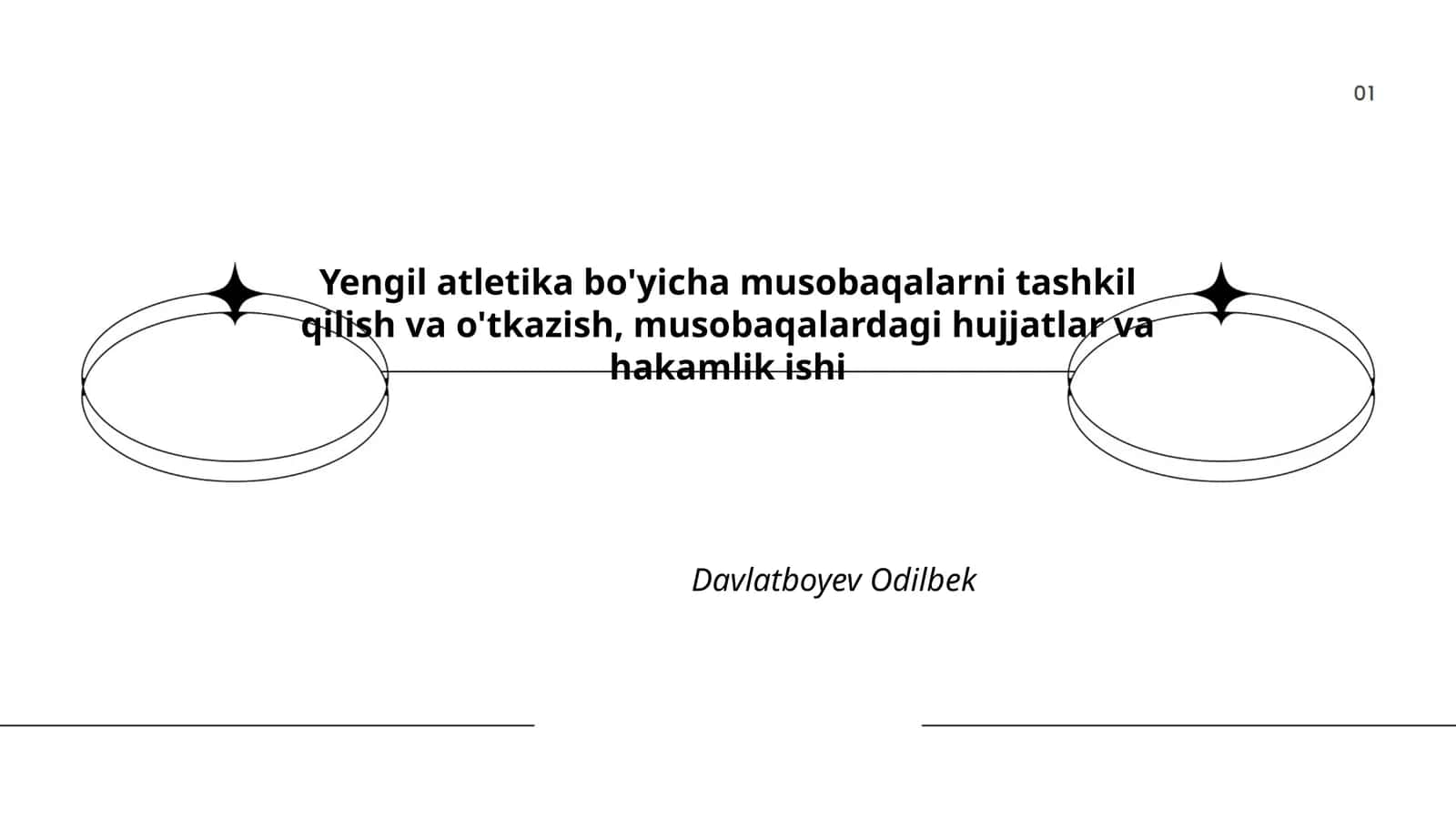 Yengil atletika bo'yicha musobaqalarni tashkil qilish va o'tkazish, musobaqalardagi hujjatlar va hakamlik ishi