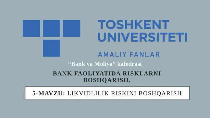 Likvidlilik riskini boshqarish