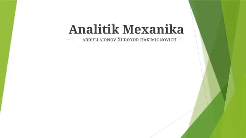 Analitik Mexanika