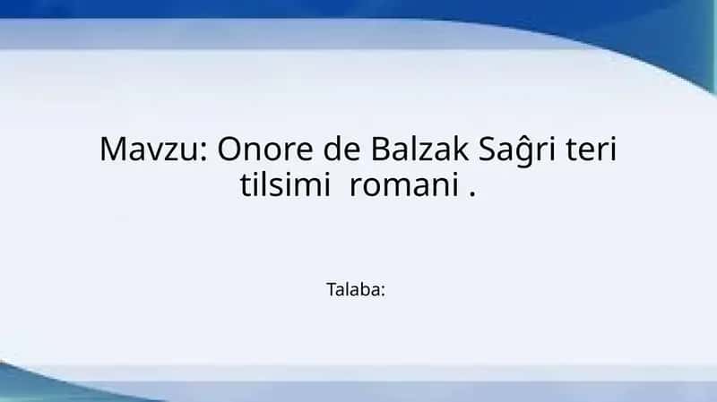 Onore de Balzak Saĝri teri tilsimi romani