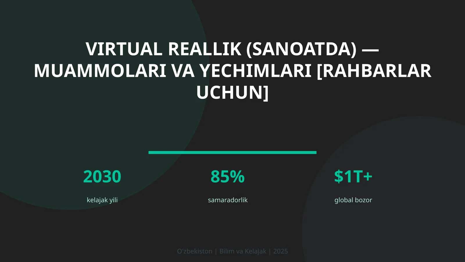 Virtual reallik (sanoatda) — muammolari va yechimlari [rahbarlar uchun]