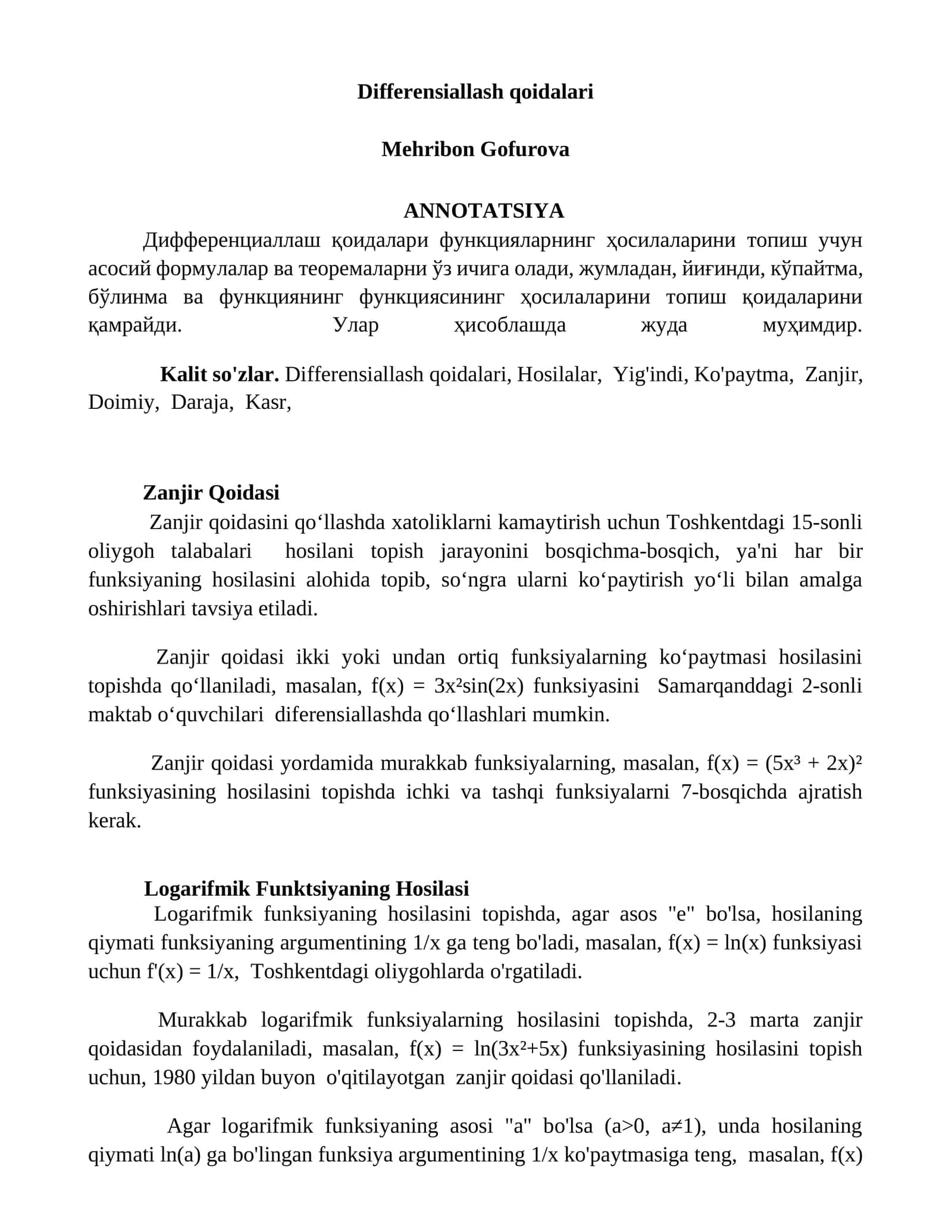 Zanjir Qoidasi