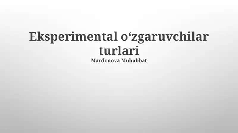 Bog'liq O'zgaruvchi