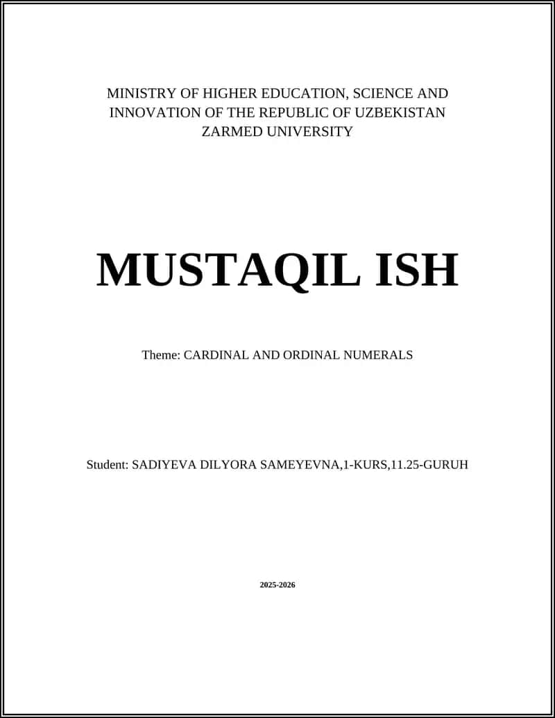 CARDINAL AND ORDINAL NUMERALS