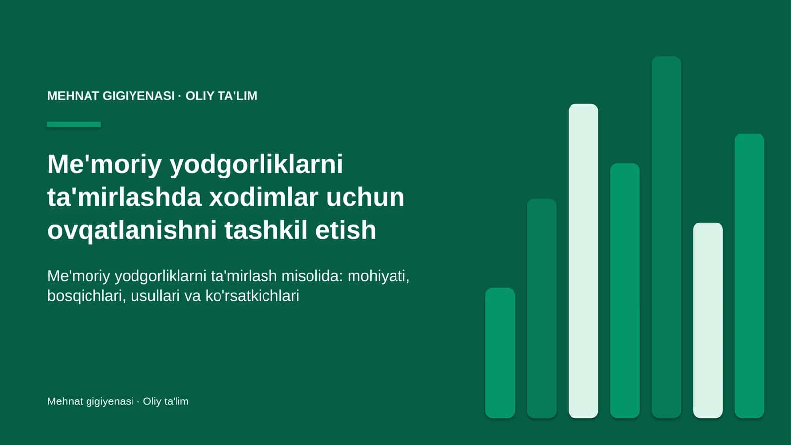 me'moriy yodgorliklarni ta'mirlashda xodimlar uchun ovqatlanishni tashkil etish 2985