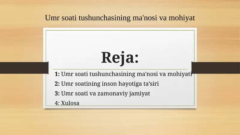 Umr soati tushunchasining ma'nosi va mohiyati