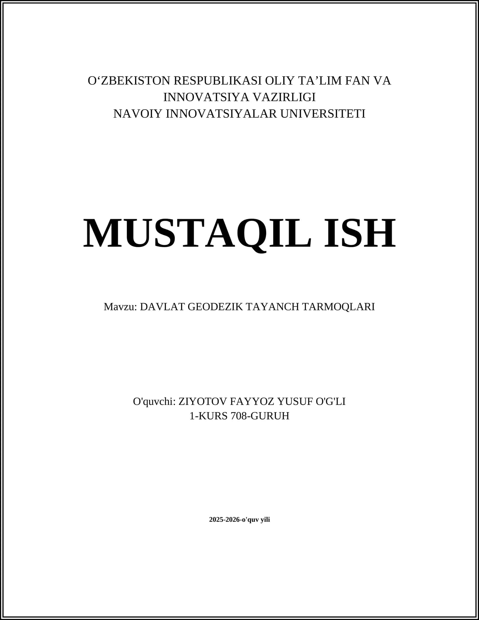 DAVLAT GEODEZIK TAYANCH TARMOQLARI