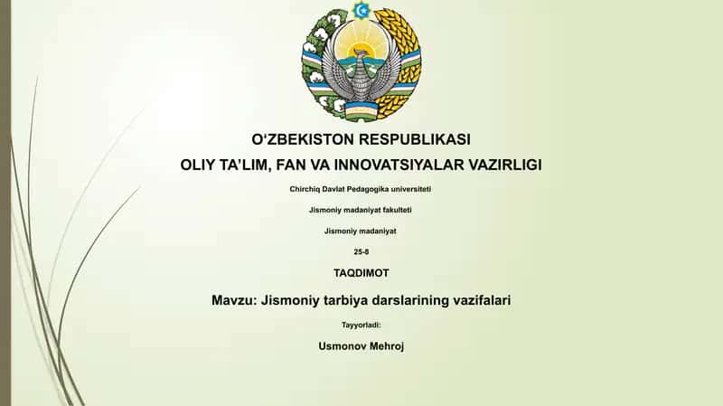 Jismoniy tarbiya darslarining vazifalari