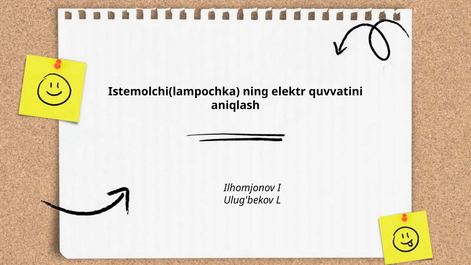 Istemolchi(lampochka) ning elektr quvvatini aniqlash