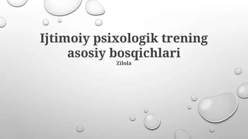Ijtimoiy psixologik trening asosiy bosqichlari